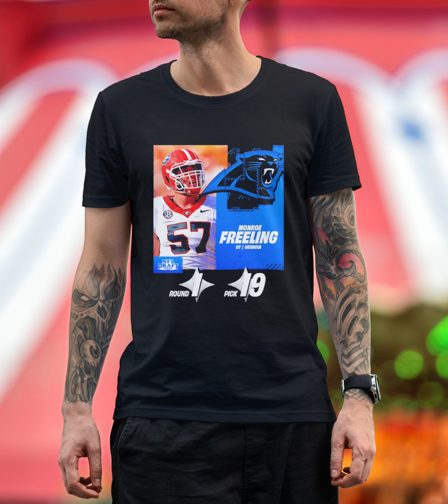 Monroe Freeling Georgia OT Round 1 Pick 19 Carolina Panthers 2026 NFL Draft T-Shirt