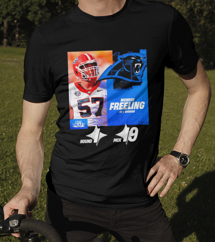 Monroe Freeling Georgia OT Round 1 Pick 19 Carolina Panthers 2026 NFL Draft T-Shirt