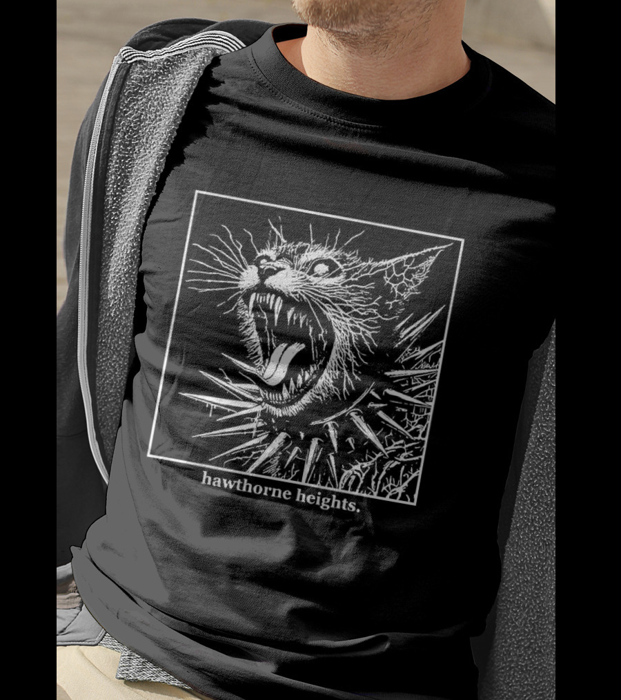 Hawthorne Heights Goth Cat Feline Roar Spikes T-Shirt