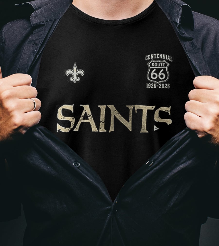 New Orleans Saints Route 66 Centennial 100th Anniversary Fleur De Lis T-Shirt