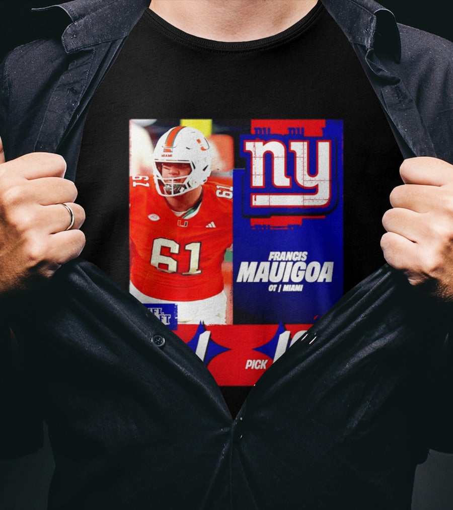 Round 1 Pick 10 NFL Draft 2026 Francis Mauigoa New York Giants Miami T-Shirt
