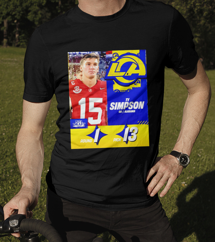 Ty Simpson Los Angeles Rams NFL Draft 2026 Round 1 Pick 13 Alabama T-Shirt