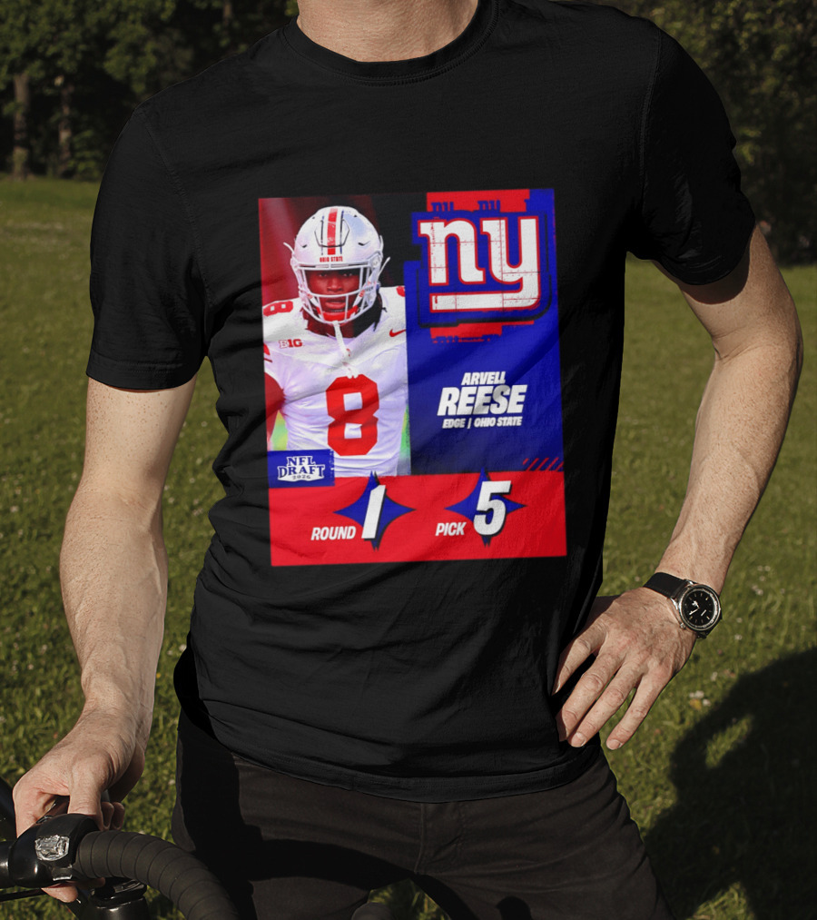 New York Giants NFL Draft 2026 Arvell Reese Ohio State Round 1 Pick 5 T-Shirt