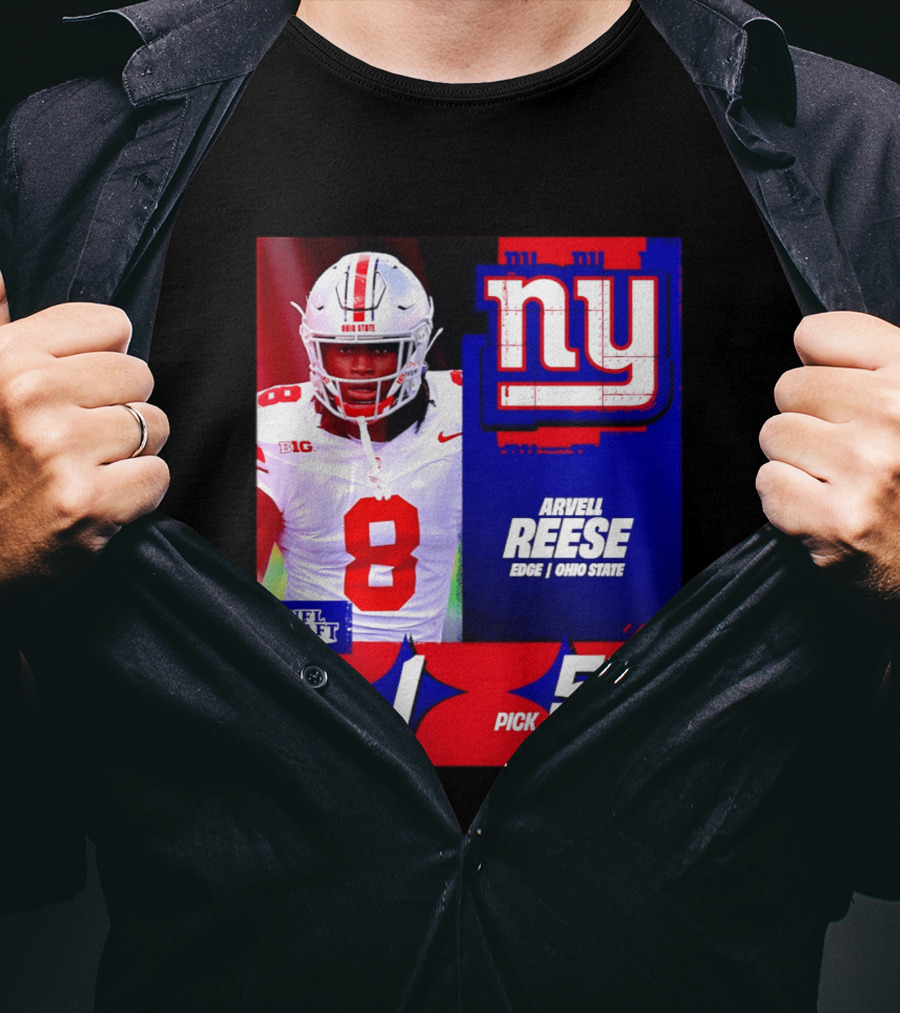 New York Giants NFL Draft 2026 Arvell Reese Ohio State Round 1 Pick 5 T-Shirt