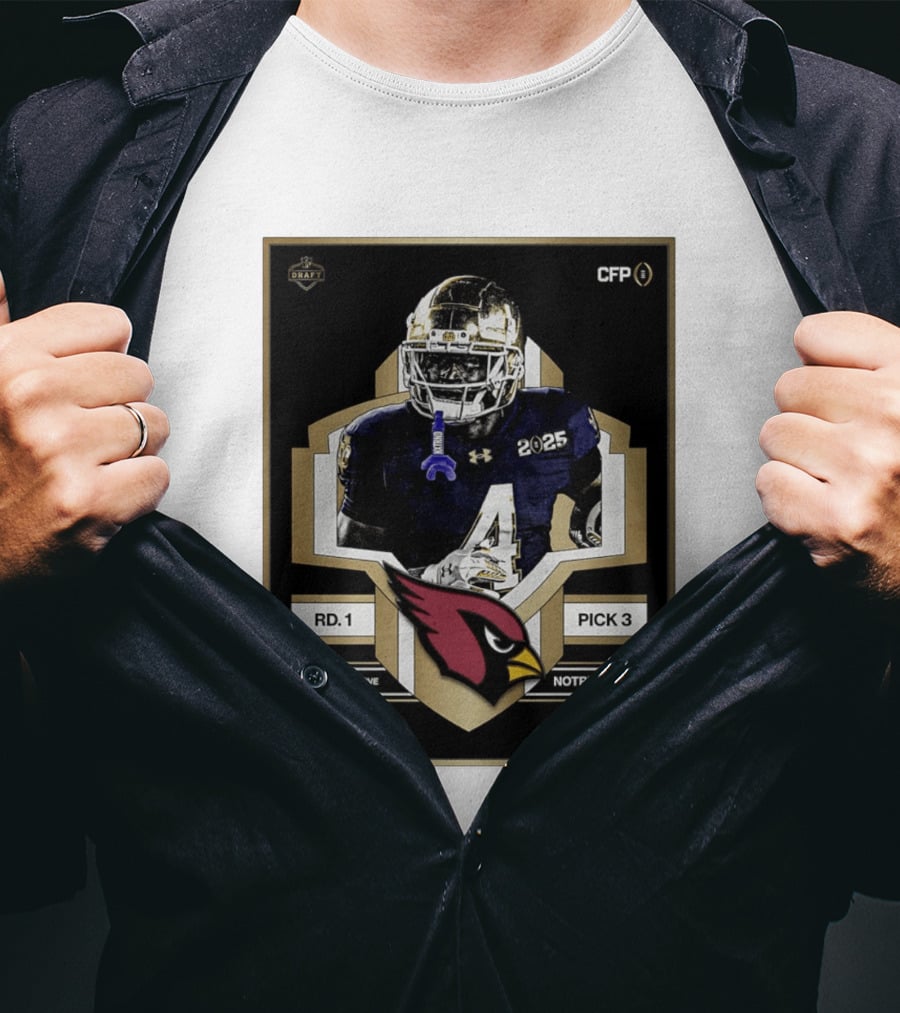 Arizona Cardinals Draft 2026 Rd 1 Pick 3 Jeremiyah Love Notre Dame CFP T-Shirt