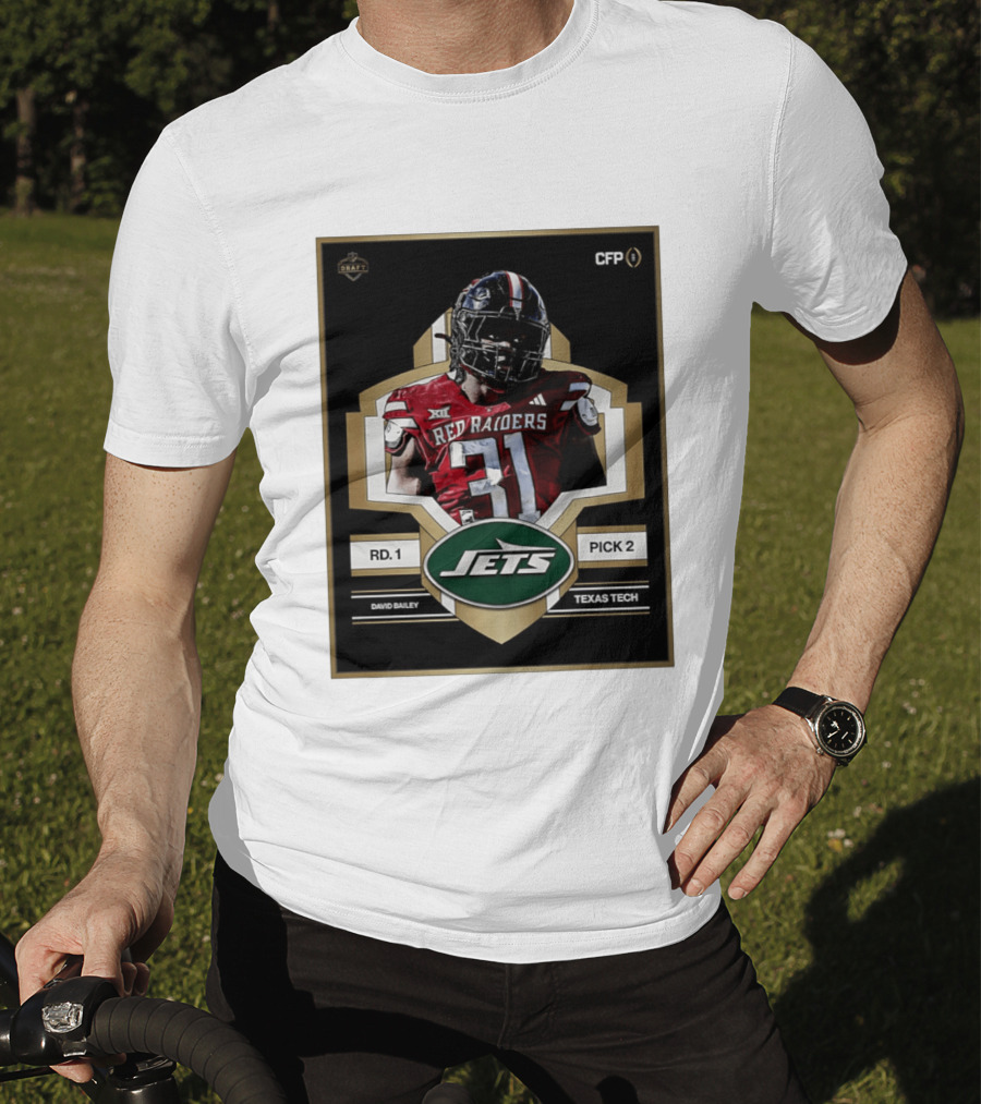 New York Jets Draft 2026 Texas Tech Red Raiders David Bailey Round 1 Pick 2 T-Shirt