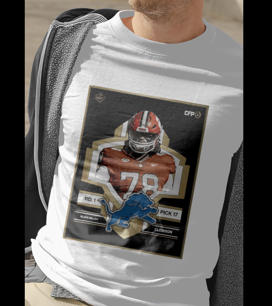 Detroit Lions NFL Draft 2026 Pick 17 Blake Miller Clemson Tigers Round 1 T-Shirt
