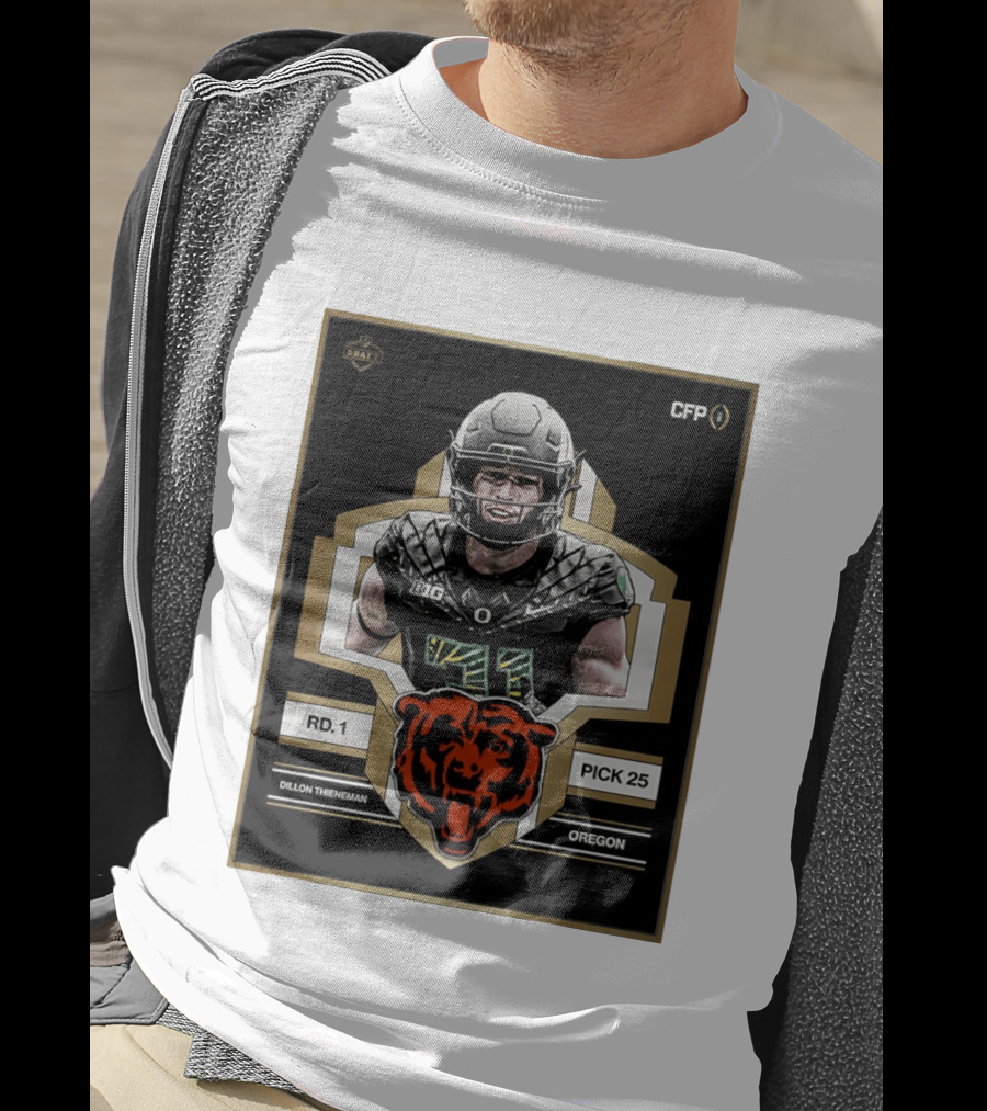 Dillon Thieneman RD 1 Pick 25 Oregon Chicago Bears 2026 Draft CFP T-Shirt