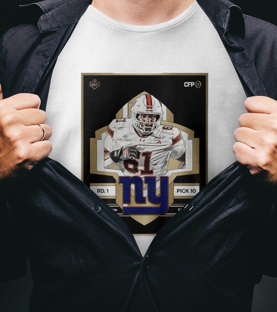 Francis Mauigoa Miami Round 1 Pick 10 New York Giants 2026 Draft T-Shirt