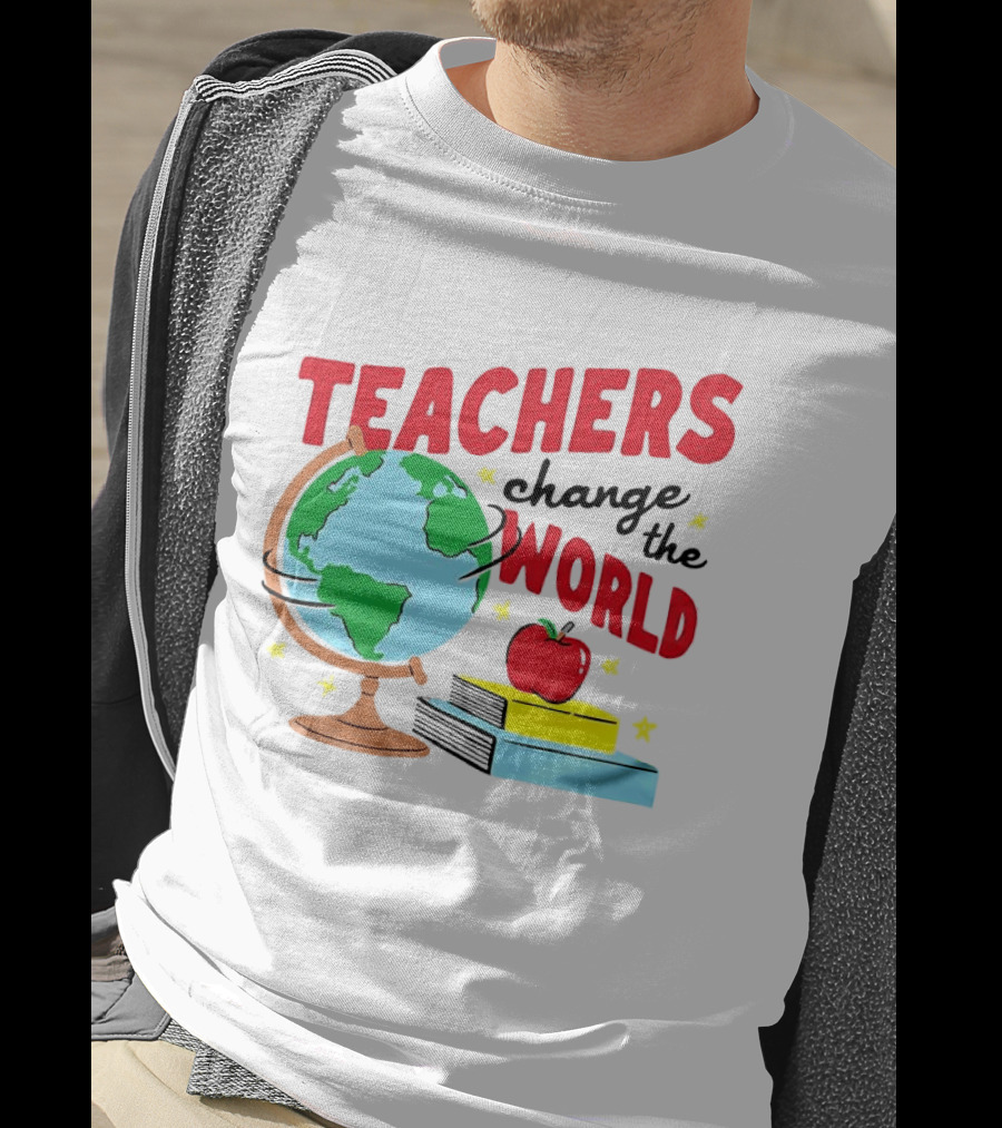 Teachers Change The World Globe Book Apple T-Shirt