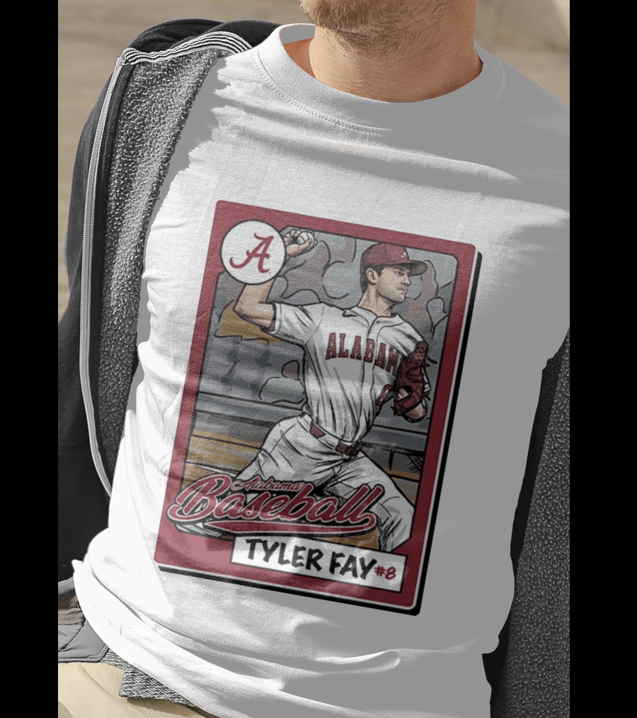 Alabama Crimson Tide Baseball Tyler Fay #8 Cartoon Card T-Shirt