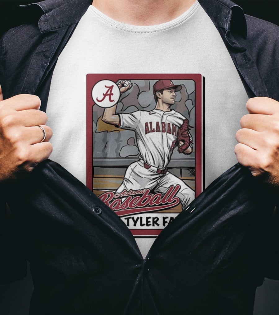 Alabama Crimson Tide Baseball Tyler Fay #8 Cartoon Card T-Shirt