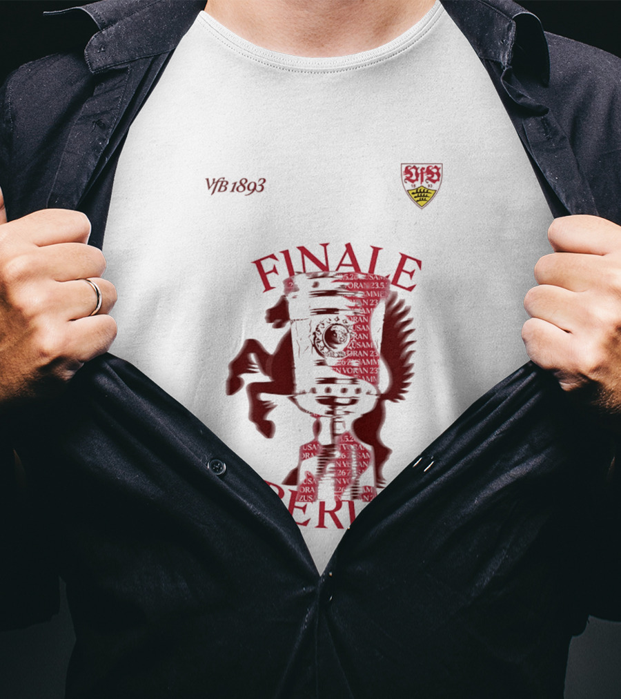 VfB 1893 Finale Berlin 2026 DFB Pokal Final Iconic Team Crest Featuring Red Trophy And Horse T-Shirt