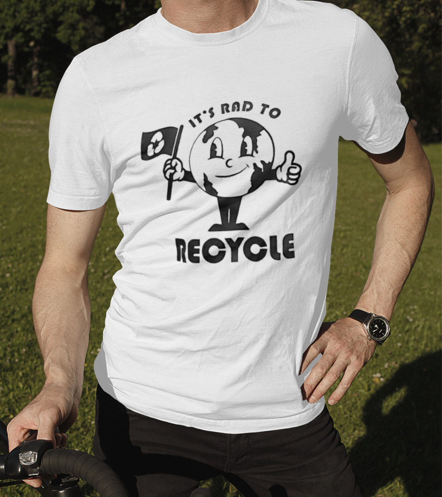 It's Rad To Recycle Earth Character With Flag And Thumbs Up T-Shirt