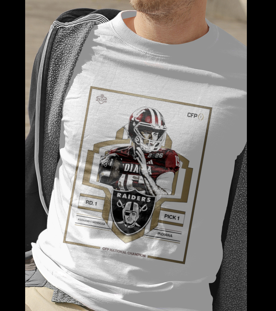 Las Vegas Raiders Fernando Mendoza Rd 1 Pick 1 Indiana CFP National Champion T-Shirt