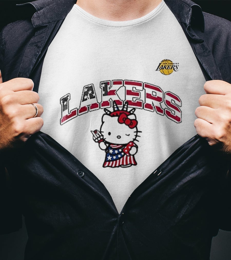 Los Angeles Lakers Hello Kitty Independence Day 1776 Celebration T-Shirt