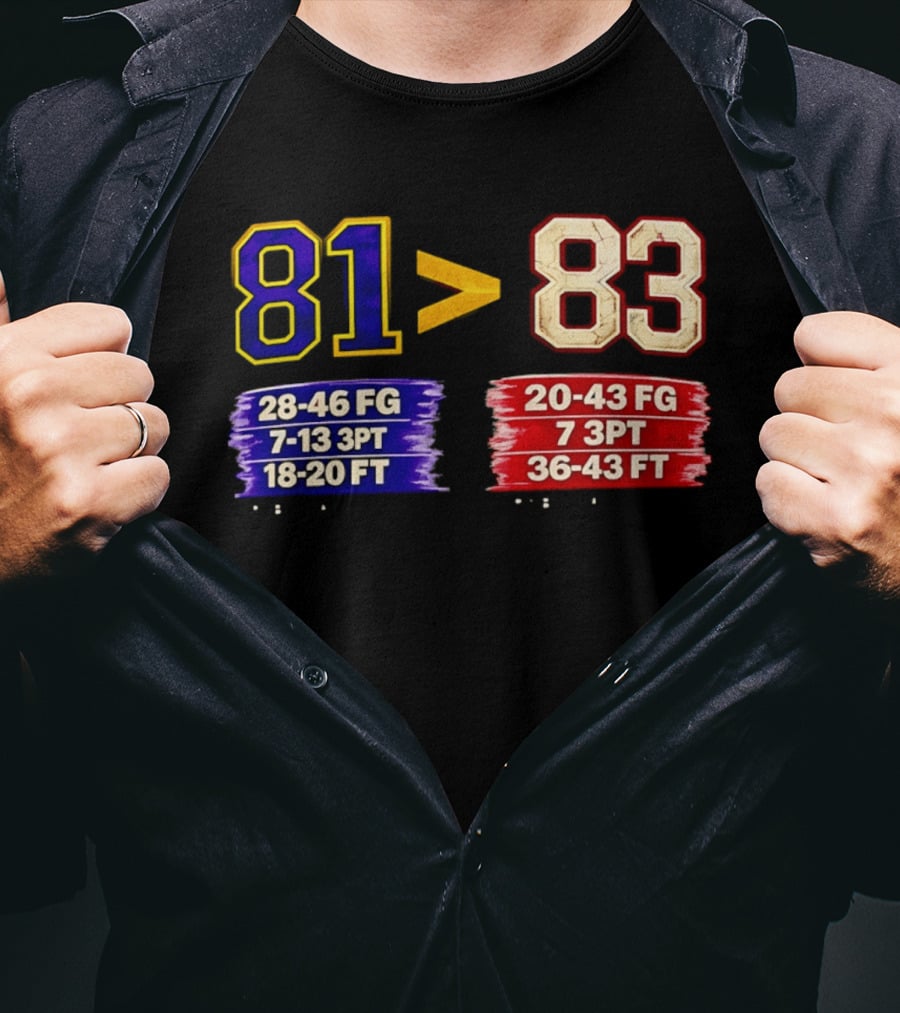 81 Vs 83 Basketball Stats FG 3PT FT Comparison T-Shirt