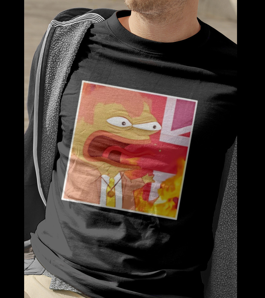 Frog Meme Flaming UK Flag Reaction T-Shirt