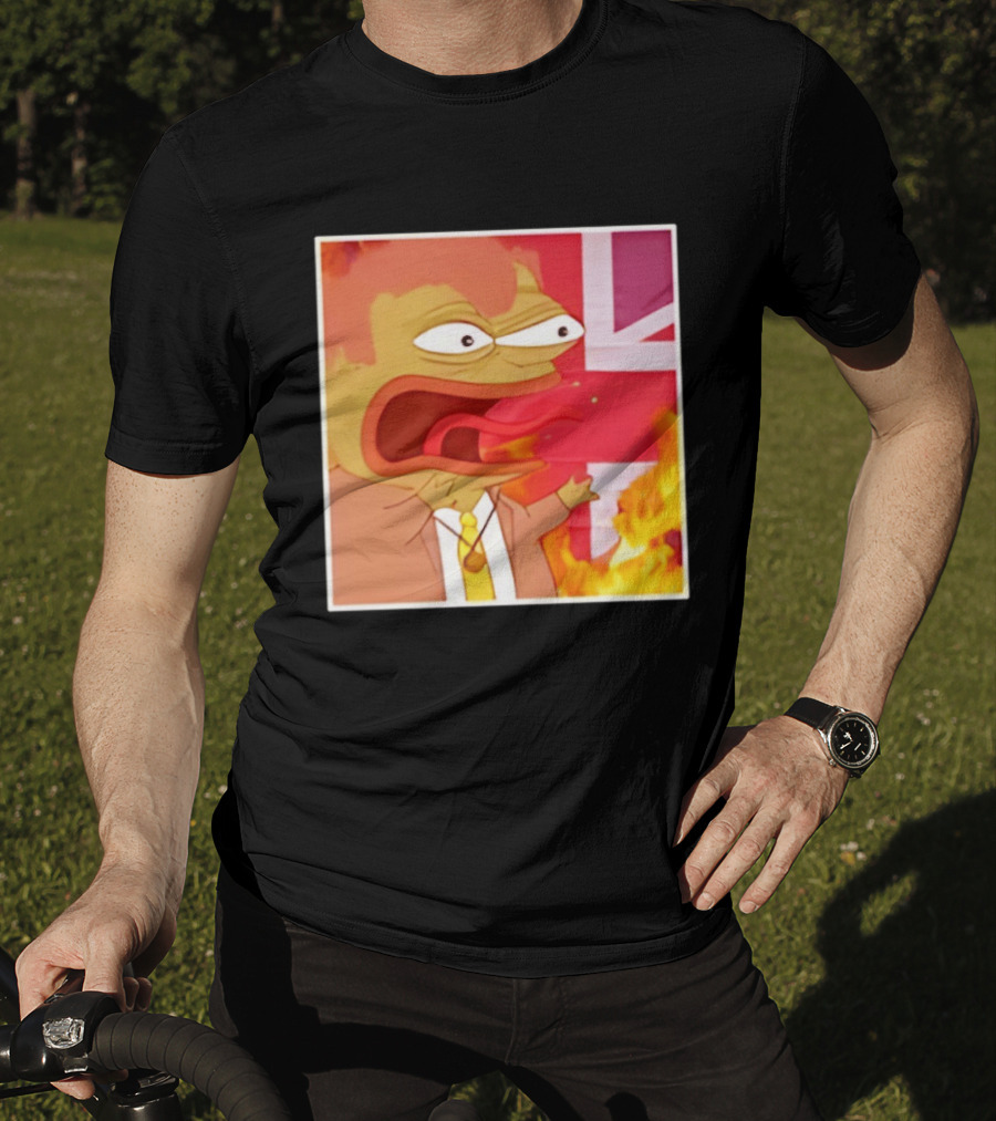 Frog Meme Flaming UK Flag Reaction T-Shirt