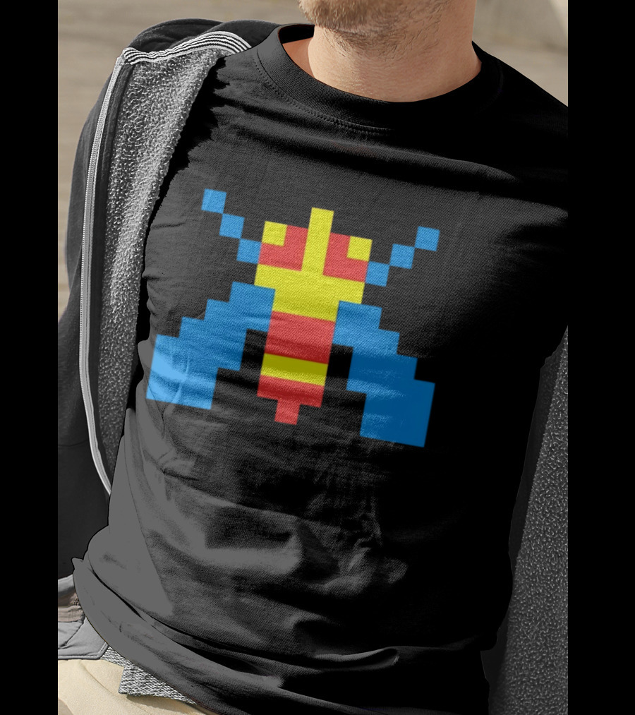 Galaga Alien Sprite Pixelated Retro Video Game T-Shirt
