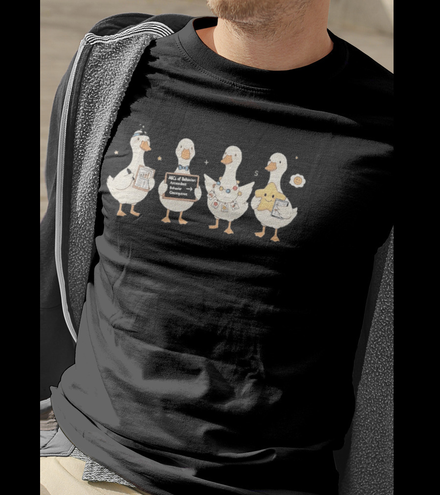 Back To School Goose Just A Teacher Goose Silly Goose Social Worker ABCs Of Behavior T-Shirt