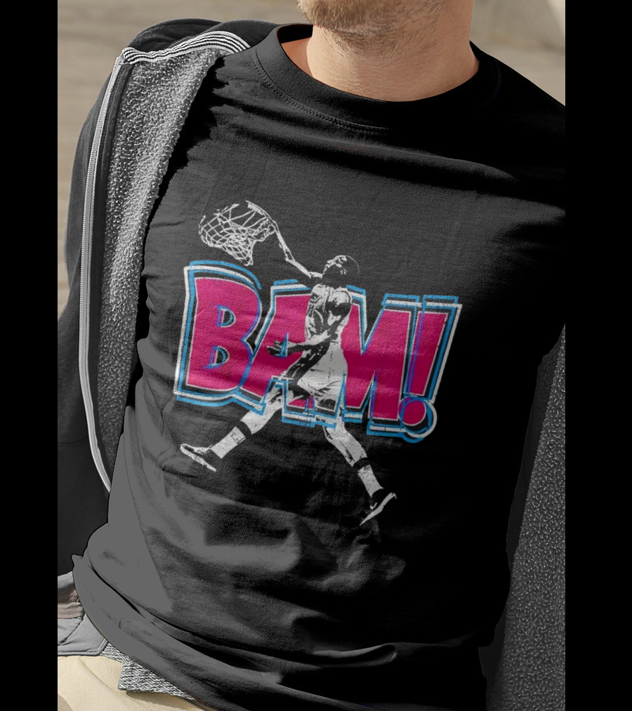 Bam Miami Heat Basketball Player Action Comic T-Shirt