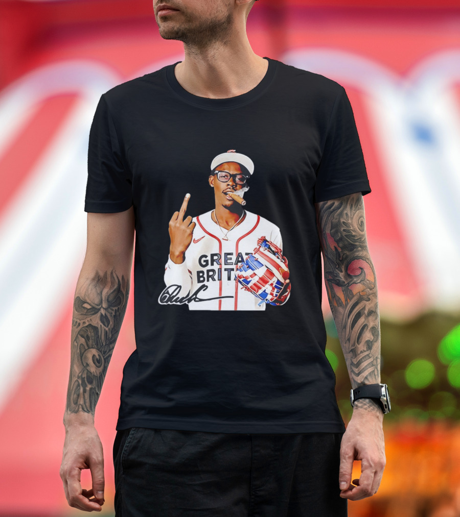 Jazz Chisholm Jr Great Britain Jersey Smoking Middle Finger Signature T-Shirt