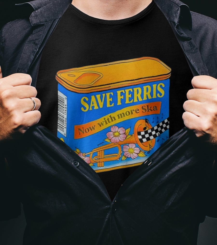 Save Ferris Now With More Ska Trombone Flowers Checkered Banner T-Shirt