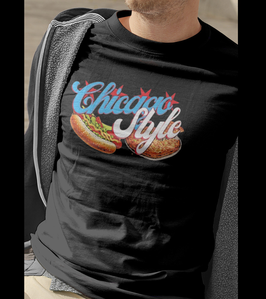 Chicago Style Hot Dog And Deep Dish Pizza T-Shirt