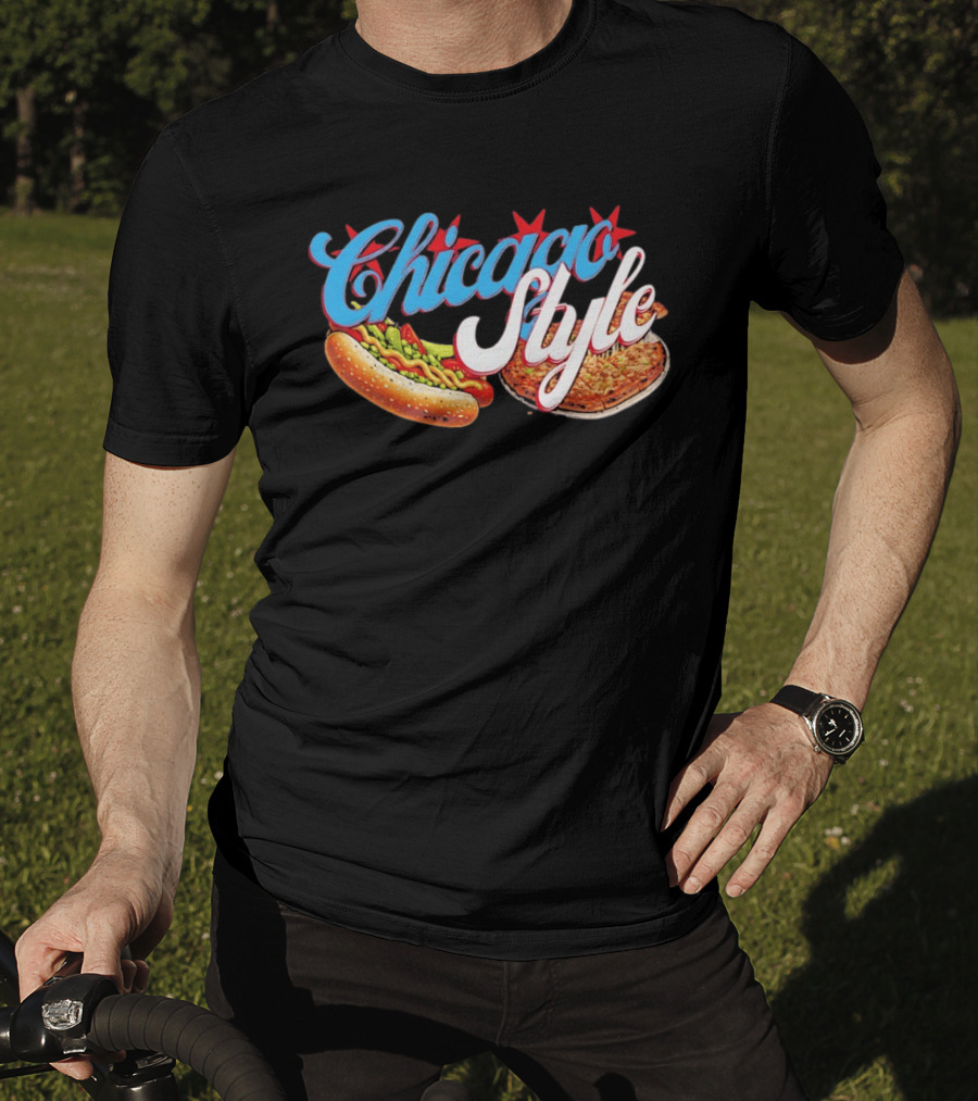 Chicago Style Hot Dog And Deep Dish Pizza T-Shirt