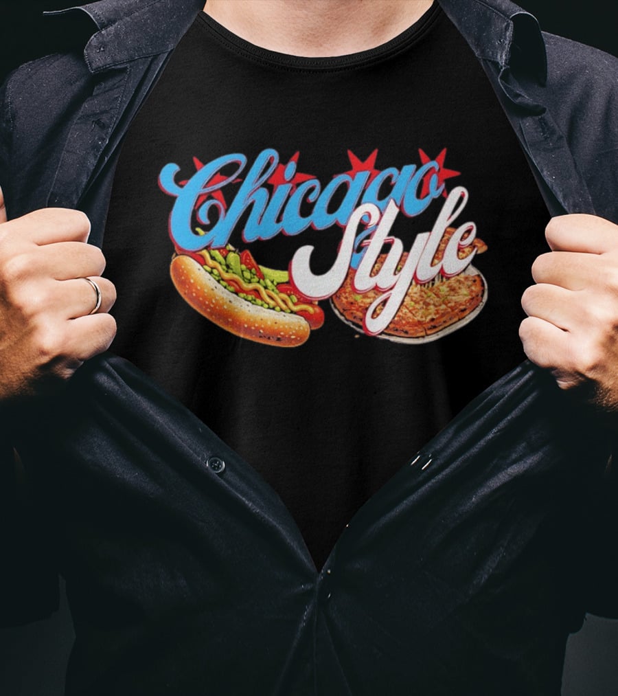 Chicago Style Hot Dog And Deep Dish Pizza T-Shirt