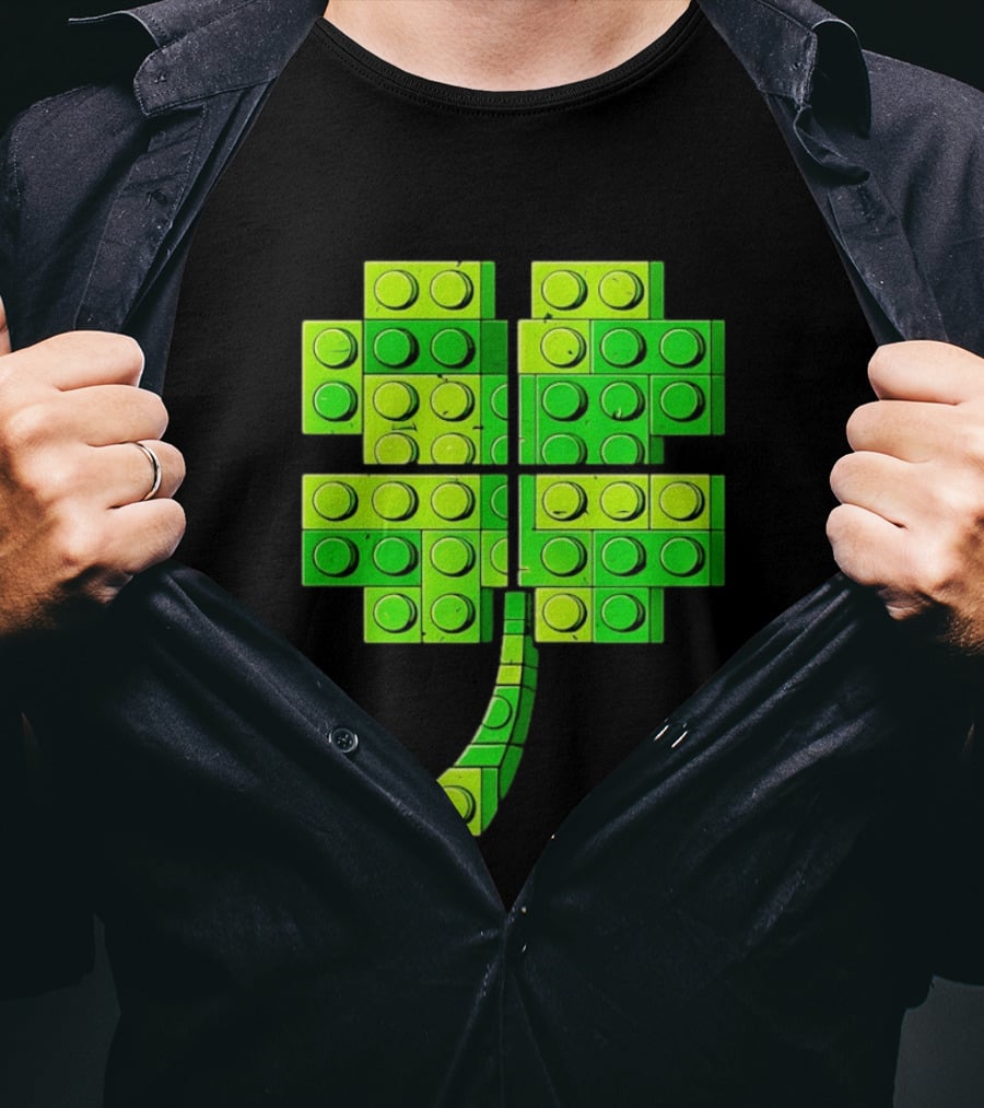 Shamrock Building Blocks Clover St Patrick's Day T-Shirt