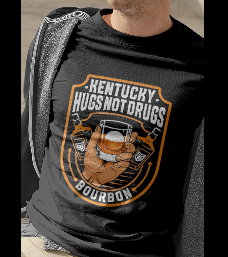 Kentucky Hugs Not Drugs Bourbon Whiskey Glass Holder T-Shirt