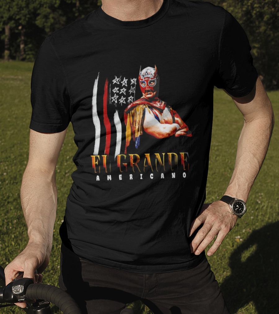 El Grande Americano WWE Flag Grunge Luchador Wrestler Mask Mexican T-Shirt