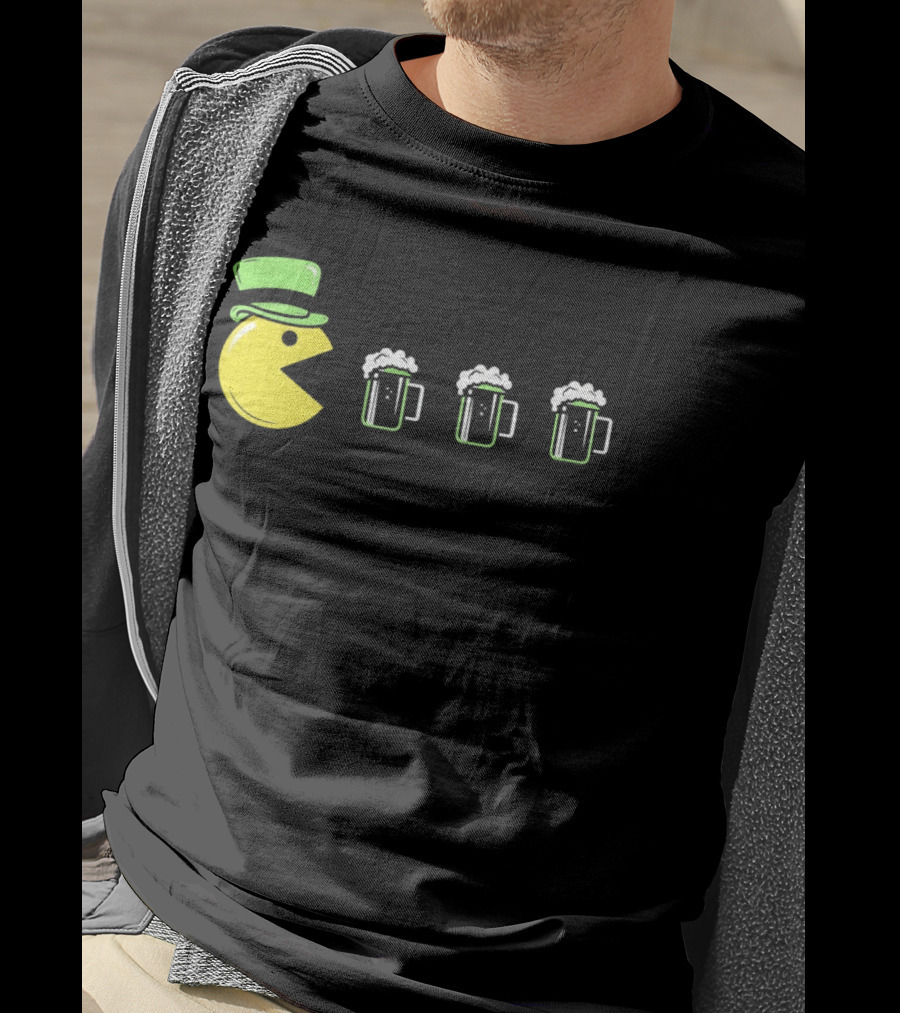 St Pacman's Day St Patrick's Day Beer And Classic Video Game Celebration T-Shirt