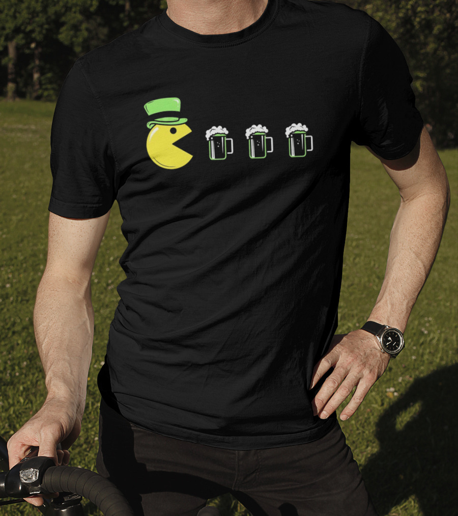 St Pacman's Day St Patrick's Day Beer And Classic Video Game Celebration T-Shirt