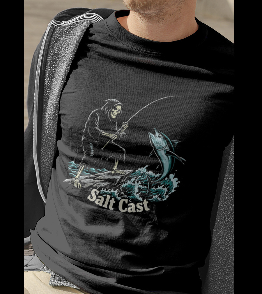 The Grim Reaper Fishing For Tuna On Sea Salt Cast T-Shirt
