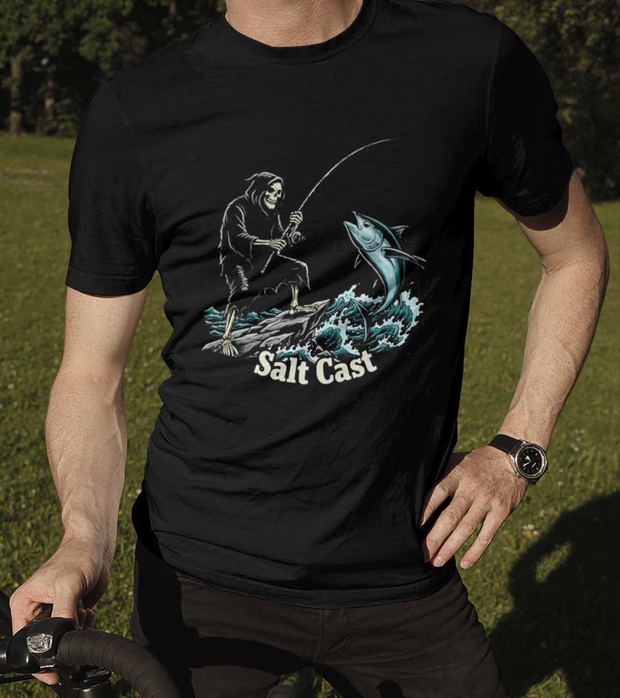 The Grim Reaper Fishing For Tuna On Sea Salt Cast T-Shirt