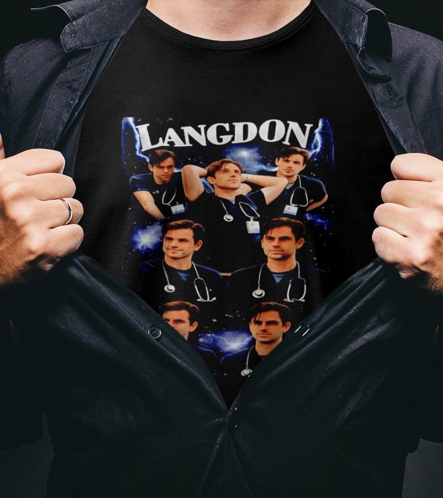 Langdon Medical Professional Blue Lightning Collage T-Shirt