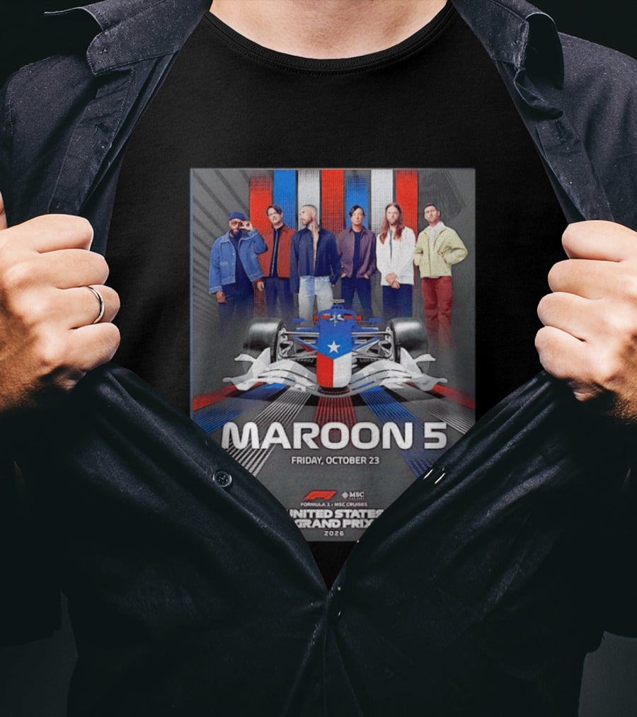 Maroon 5 Live Formula 1 MSC Cruises United States Grand Prix 2026 Friday October 23 T-Shirt