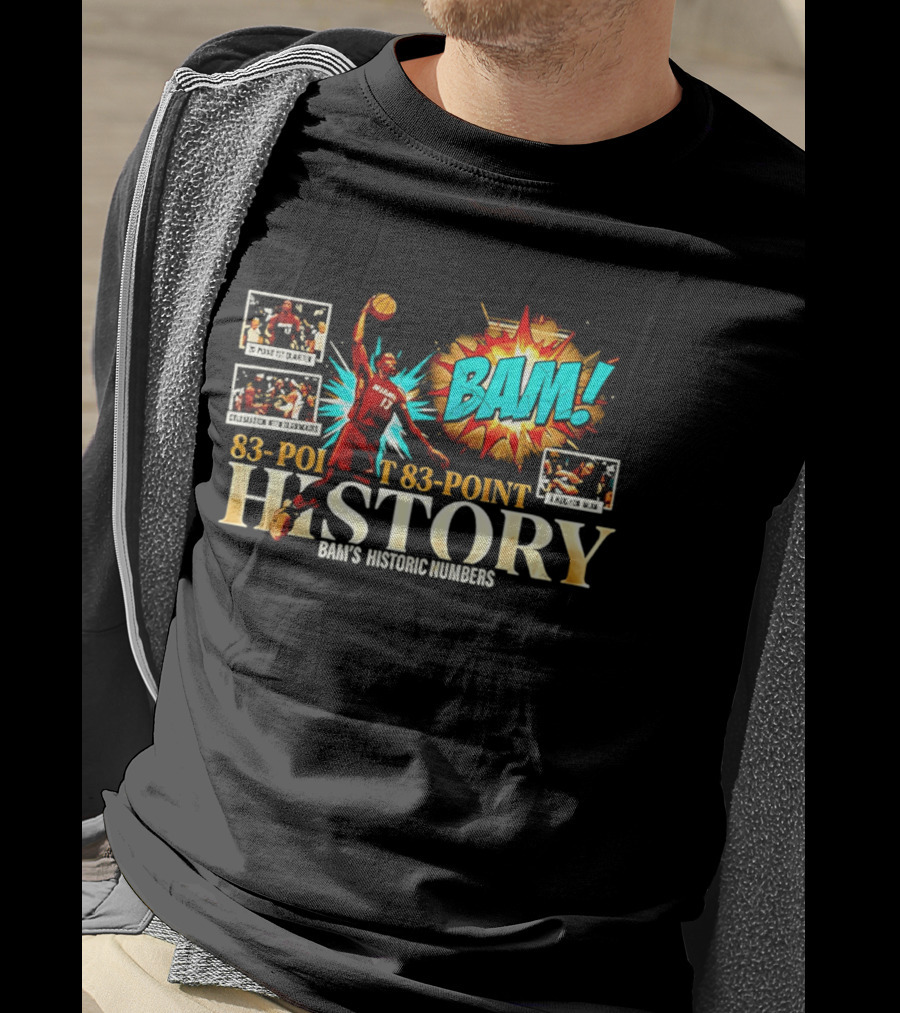 Miami Heat Bam Adebayo 83 Point History Bam's Historic Dunkers Comic T-Shirt