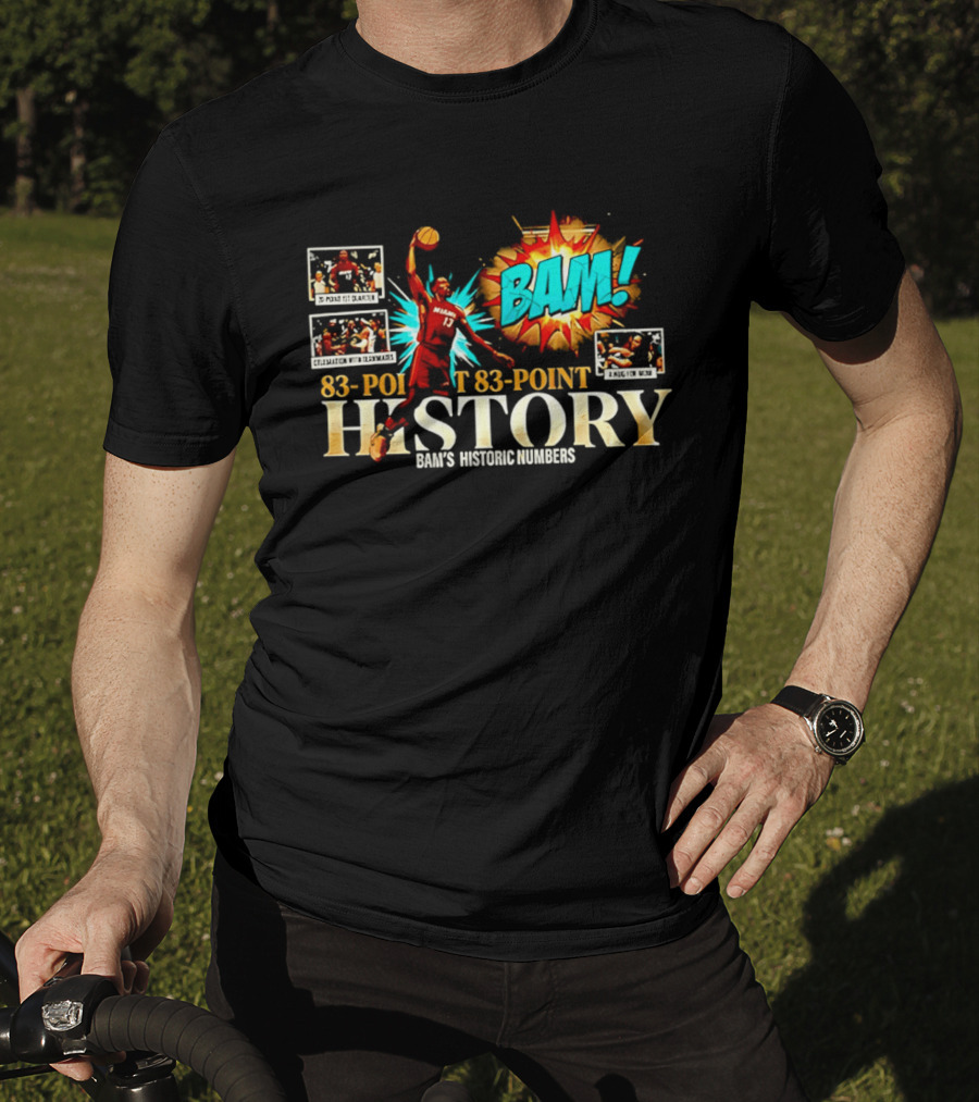 Miami Heat Bam Adebayo 83 Point History Bam's Historic Dunkers Comic T-Shirt