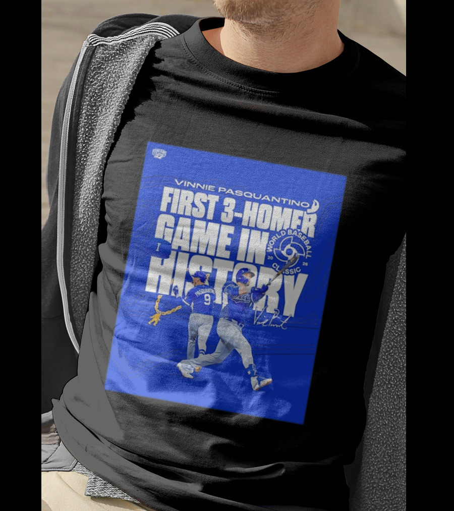 Vinnie Pasquantino First 3 Homer Game World Baseball Classic 2026 History T-Shirt