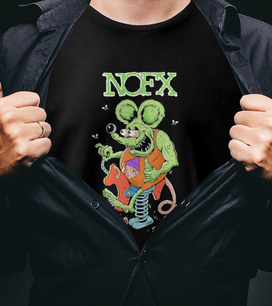 NOFX Wind Up Mouse Rat Fink Green Monster T-Shirt