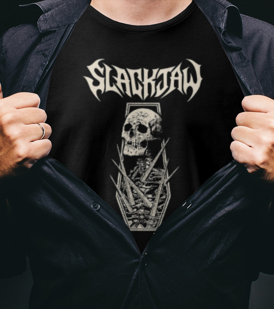Slackjaw Skull And Coffin Design T-Shirt
