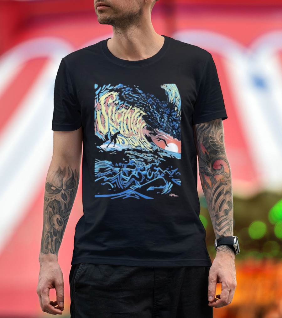 Slightly Stoopid Alders Surf Wave Sunset Sailboat Ocean Surfing T-Shirt