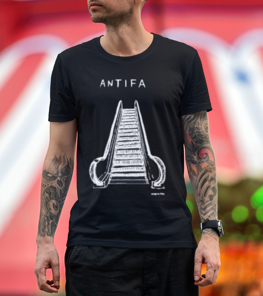 ANTIFA Escalator Stairs With Symbolic Message T-Shirt