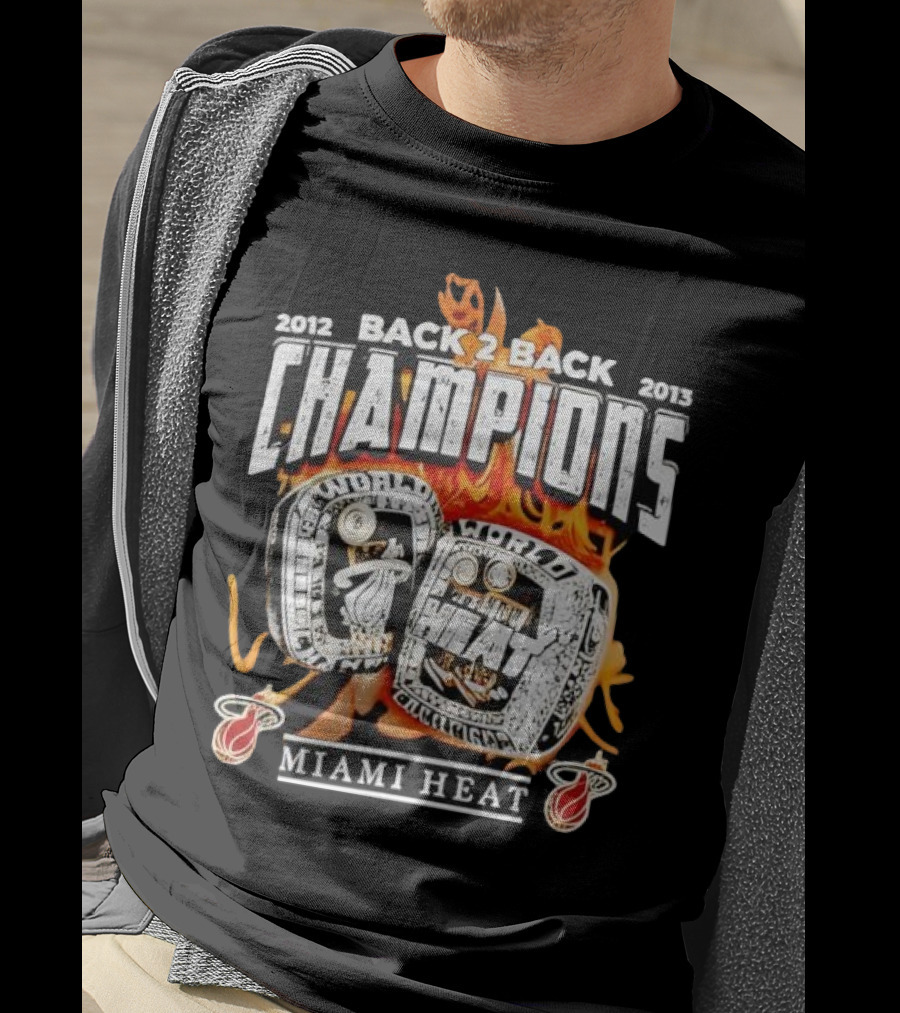 2012 2013 Back 2 Back Champions Miami Heat Rings T-Shirt