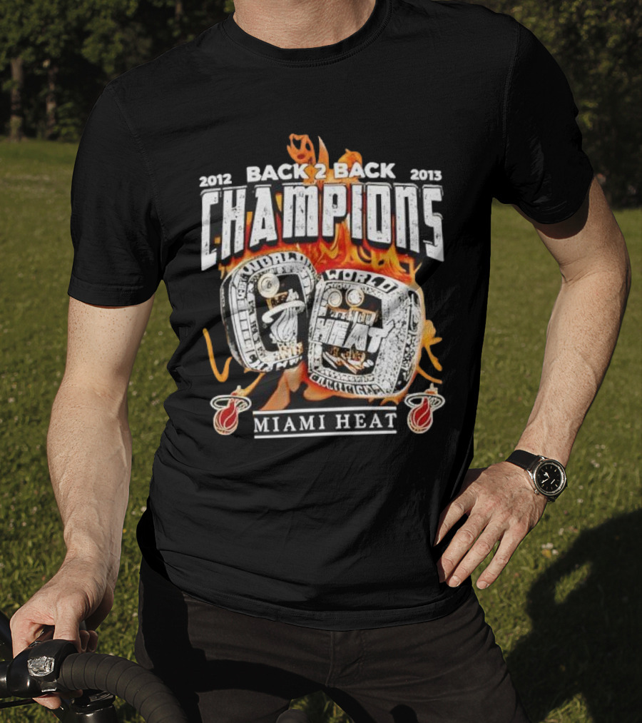 2012 2013 Back 2 Back Champions Miami Heat Rings T-Shirt