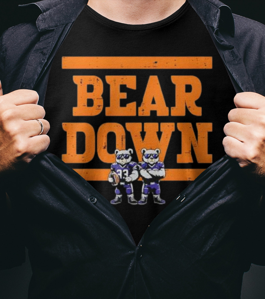 Bear Down Bears Football Blue And Orange Team Spirit T-Shirt